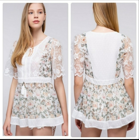 FLASH Women's POL boho babydoll lace blouse top - Picture 4 of 4